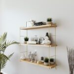 Ραφιέρα Bochum χρυσό δρυς μελαμίνη μεταλλικά πόδια 60x18x60εκ ed15091