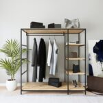 Ντουλάπα Amberg δρυς μαύρο μελαμίνη 180x40x180εκ ed15124