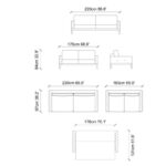 Καναπές τριθέσιος Tulipano κρεμ 220x97x84cm ed1549 - Image 2