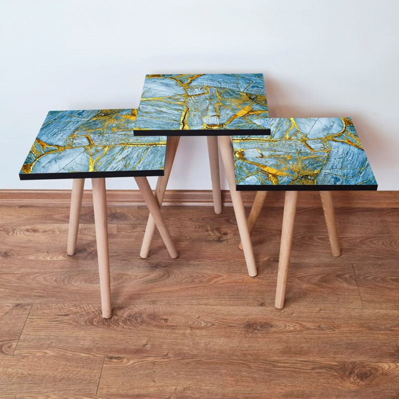 15792_0-800x800 Τραπέζια βοηθητικά Shape σαλονιού 3 τεμάχια μπλε χρυσό MDF ξύλινα πόδια 35x52cm ed15792 - Image 1