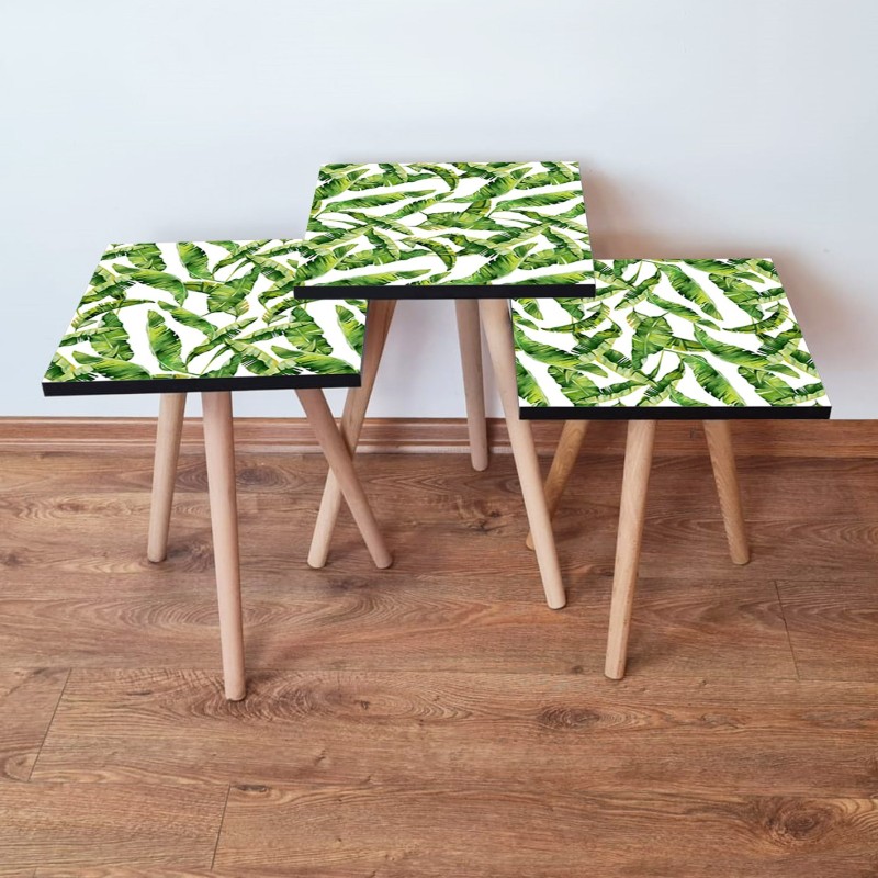 15811_0-800x800 Τραπέζια βοηθητικά Shape σαλονιού 3 τεμάχια πράσινο άσπρο MDF ξύλινα πόδια 35x52cm ed15811 - Image 1