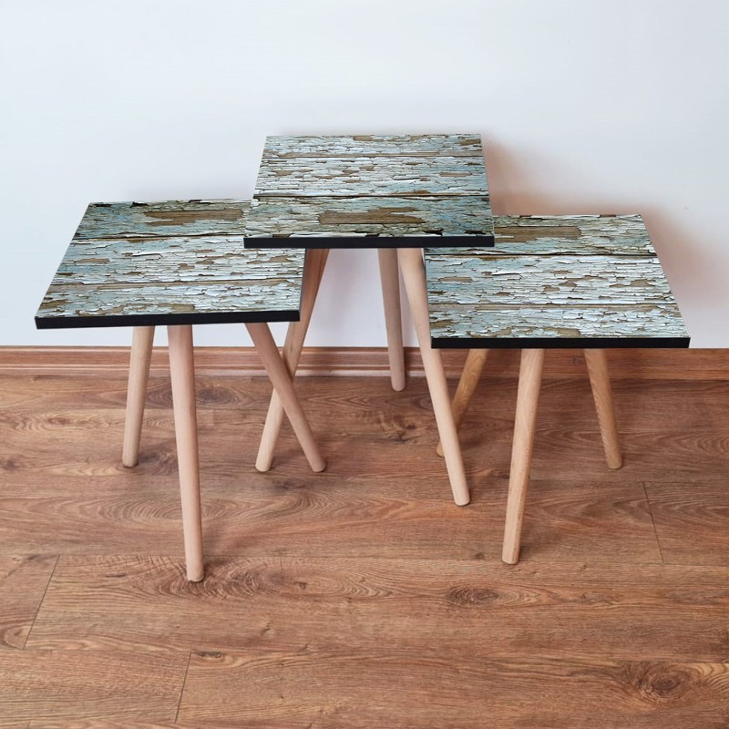 15815_0-800x800 Τραπέζια βοηθητικά Shape σαλονιού 3 τεμάχια πράσινο καφέ MDF ξύλινα πόδια 35x52cm ed15815 - Image 1