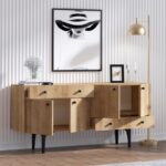 Μπουφέ Latina oak μαύρο χρώμα μελαμίνη 140x40x70cm ed1584 - Image 5