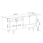 Μπουφέ Latina oak μαύρο χρώμα μελαμίνη 140x40x70cm ed1584 - Image 2