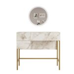 Τουαλέτα κρεβατοκάμαρας Vega άσπρο χρυσό χρώμα 87 6x40x78 1cm ed15871 - Image 3