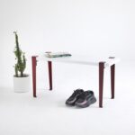 Σκαμπό Khalkeus άσπρο κόκκινο μελαμίνη 90x30x45εκ ed15900