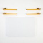 Τραπέζι σαλονιού Neda άσπρο μελαμίνη κίτρινα μεταλλικά πόδια 90x60x45εκ ed15972 - Image 4