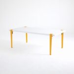 Τραπέζι σαλονιού Fonissa άσπρο μελαμίνη μεταλλικά πόδια κίτρινα 120x60x45εκ ed15987 - Image 5