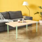 Τραπέζι σαλονιού Fonissa δρυς μελαμίνη μεταλλικά πόδια πράσινα 120x60x45εκ ed15990