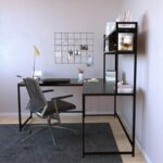 Γραφείo Mentre μαύρο χρώμα μελαμίνη μέταλλο 154x60x72cm ed1599 - Image 4