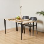 Τραπεζαρία Eurotas ανοιχτό καρυδί μαύρο μελαμίνη 120x60x75εκ ed16016