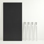 Τραπέζι Pinios ανθρακί μελαμίνη άσπρα μεταλλικά πόδια 150x75cm ed16038 - Image 4