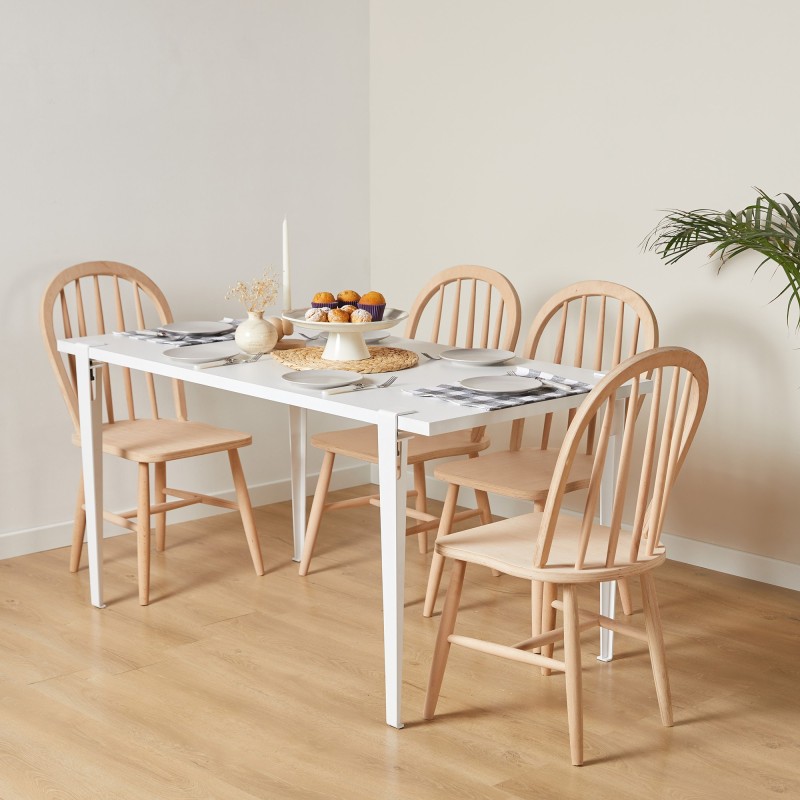 16040_0-800x800 Τραπέζι Pinios άσπρη μελαμίνη άσπρα μεταλλικά πόδια 150x75cm ed16040 - Image 1