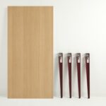 Τραπέζι Pinios Wooden μελαμίνη κόκκινα μεταλλικά πόδια 150x75cm ed16046 - Image 4