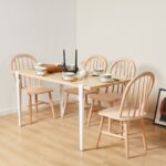 Τραπέζι Pinios Wooden μελαμίνη άσπρα μεταλλικά πόδια 150x75cm ed16048