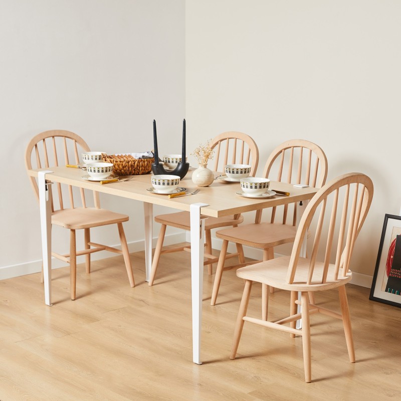 16048_0-800x800 Τραπέζι Pinios Wooden μελαμίνη άσπρα μεταλλικά πόδια 150x75cm ed16048 - Image 1