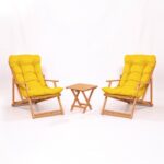 My σετ τραπέζι και καρέκλες κήπου 3 τεμάχια 80x72x60cm κίτρινο φυσικό χρώμα ed16074