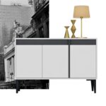 Μπουφές Arco ανθρακί λευκό χρώμα 120x40x75cm ed16260 - Image 5