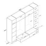 Ντουλάπα Four άσπρο μελαμίνη 243x47 6x181εκ ed16389 - Image 2