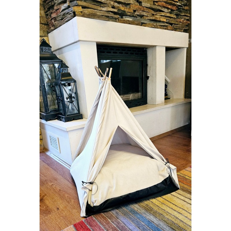 16598_0-800x800 Κρεβάτι για κατοικίδια Pet κρεμ ύφασμα 52x60x70εκ ed16598 - Image 1