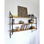 Ραφιέρα Raffy μαύρο atlantic pine μελαμίνη μεταλλικός σκελετός 120x28x95εκ ed16603