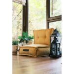 Πολυθρόνα πουφ Omi μουσταρδί ύφασμα 60x62cm ed16606