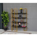 Βιβλιοθήκη Sierra μαύρο χρυσό μελαμίνη μεταλλικό πλαίσιο 125x28x180εκ ed16612 - Image 3