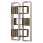 Βιβλιοθήκη Leonda άσπρο καρυδί μελαμίνη 95 9x29 6x183 6εκ ed1663 - Image 5