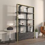 Βιβλιοθήκη Elena μαύρο μάρμαρο μελαμίνη 93 6x31 5x160εκ ed16744 - Image 5