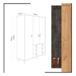 Ντουλάπα Chunky δρυς σκούρο γκρι μελαμίνη δερματίνη ξύλινα πόδια 120x52x187εκ ed1705 - Image 2