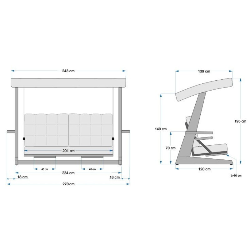 17205_0-800x800 Τριπλή Κουνιστή Καρέκλα Κήπου Luna Deluxe 2600 - Anthracite ed17205 - Image 1