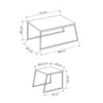 Τραπέζι σαλονιού Pal Orta άσπρο μελαμίνη μεταλλικό πλαίσιο 88x50x38εκ ed1763 - Image 2