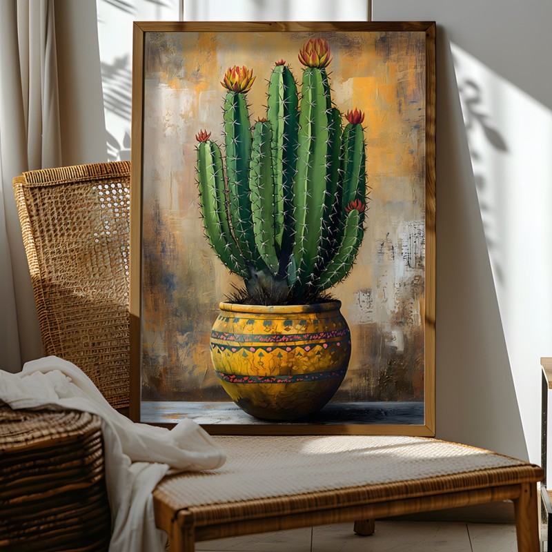17693_0-800x800 Πίνακας Cactus MDF με κορνίζα 50 x 70 εκ ed17693 - Image 1