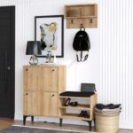 Έπιπλο εισόδου Bred δρυς μελαμίνη με μαξιλάρι και κρεμάστρα 110x35x92εκ ed183 - Image 5