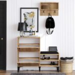 Έπιπλο εισόδου Bred δρυς μελαμίνη με μαξιλάρι και κρεμάστρα 110x35x92εκ ed183 - Image 4