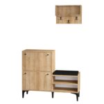 Έπιπλο εισόδου Bred δρυς μελαμίνη με μαξιλάρι και κρεμάστρα 110x35x92εκ ed183 - Image 3