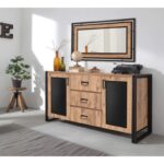 Μπουφέ Sinistra Atlantic Pine μαύρο χρώμα μελαμίνη 160x45xH80cm ed184