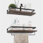 Ραφιέρα Voe μαύρο καρυδί μελαμίνη μεταλλική βάση 40x2x7εκ ed1878 - Image 5