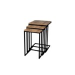 Τραπεζάκια σαλονιού set Roma χρώμα pine μαύρο μελαμίνη μέταλλο 40x61 8cm ed1894 - Image 3