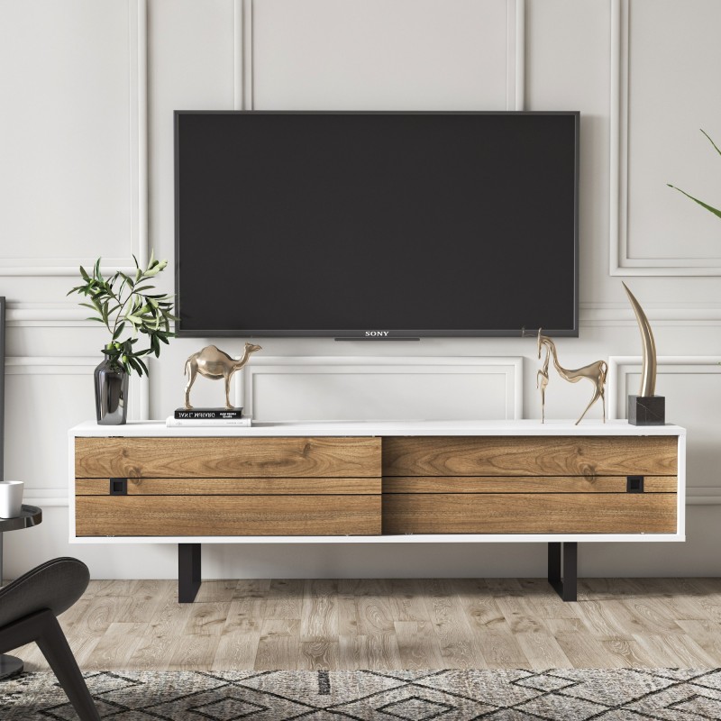 1924_0-800x800 Έπιπλο τηλεόρασης Fiona καρυδί λευκό χρώμα 180x35x51 2cm ed1924 - Image 1