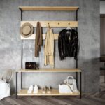 Έπιπλο εισόδου Portmanto Ava δρυς μελαμίνη μεταλλικά πόδια 120x40x180εκ ed1950