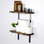 Ραφιέρα Lam καρυδί μαύρο ξύλο μεταλλική βάση 40x14x16εκ ed2032