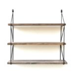 Ραφιέρα Doll καρυδί μαύρο ξύλο μεταλλικός σκελετός 60x55x15εκ ed2116 - Image 3