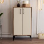 Παπουτσοθήκη Melone καρυδί κρεμ χρώμα μελαμίνη 60x35x111cm ed2170 - Image 5