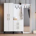 Έπιπλο εισόδου Berlin άσπρο μελαμίνη μεταλλικά πόδια 180x35x200εκ ed2373