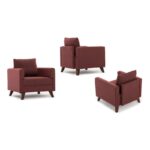 Πολυθρόνα Sestria ξύλινη Ύφασμα κόκκινο 82x81x85cm ed2390 - Image 4