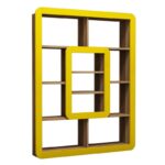 Βιβλιοθήκη Orkide καρυδί κίτρινο μελαμίνη 108 4x21 8x140εκ ed2427 - Image 3