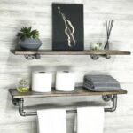 Ράφι μπάνιου Tubo μέταλλο ξύλο 60x17x14cm ed2501 - Image 3