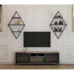 Έπιπλο tv Vent pine μαύρο χρώμα μελαμίνη 150x40x47cm ed2504