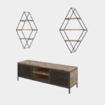 Έπιπλο tv Vent pine μαύρο χρώμα μελαμίνη 150x40x47cm ed2504 - Image 4